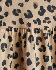 H&M BEIGE LEOPARD PRINT PATTERNED COTTON DRESS