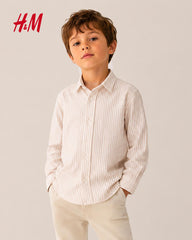 H&M BEIGE STRIPED COTTON SHIRT