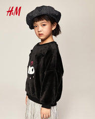 H&M BLACK EMBROIDERED KUROMI SWEATSHIRT