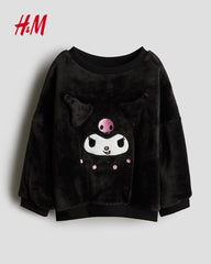 H&M BLACK EMBROIDERED KUROMI SWEATSHIRT