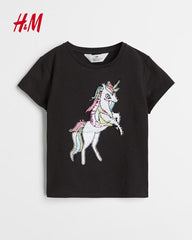 H&M BLACK UNICORN REVERSABLE SEQUIN TOP