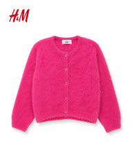 H&M BRIGHT PINK FLUFFY KNIT CARDIGAN