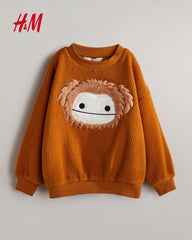 H&M BROWN SQUISHMELLOW OVERSIZED TEDDY SWEATSHIRT