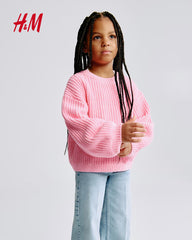 H&M BUBBLEGUM PINK CHUNKY KNIT SWEATER