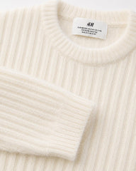 H&M CREAM FUZZY RIB KNITTED SWEATER