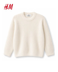 H&M CREAM FUZZY RIB KNITTED SWEATER