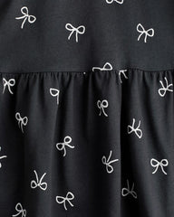 H&M DARK GREY BOWS PRINTED DRESS