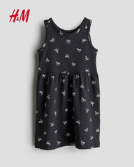 H&M DARK GREY BOWS PRINTED DRESS