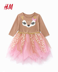 H&M DEER THEMED PINK TULLE DRESS