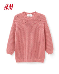 H&M DUSTY PINK TEXTURED KNIT SWEATER