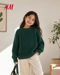 H&M FOREST GREEN CHUNKY KNIT SWEATER