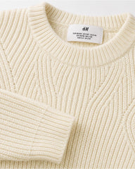 H&M GIRLS CREAM CABLE KNIT PULLOVER SWEATER