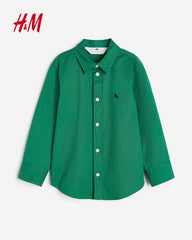 H&M GREEN EMBROIDERED COTTON SHIRT