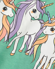 H&M GREEN UNICORN SHORT SLEEVE T-SHIRT