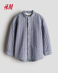 H&M KIDS BAND COLLAR STRIPED SHIRT