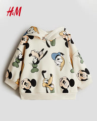 H&M LIGHT BEIGE OVERALL PRINTED HOODIE