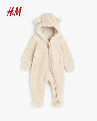H&M LIGHT BEIGE PILE ALL IN ONE SUIT WITH EARS 1030