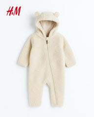 H&M LIGHT BEIGE PILE ALL IN ONE SUIT WITH EARS 1031
