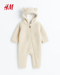 H&M LIGHT BEIGE PILE ALL IN ONE SUIT WITH EARS 1033