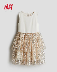 H&M LIGHT BEIGE SEQUIN SKIRT DRESS