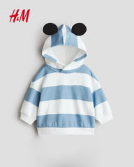 H&M LIGHT BLUE STRIPED HOODIE