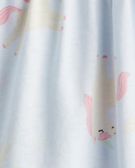 H&M LIGHT BLUE UNICORNS PATTERNED JERSEY DRESS