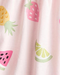H&M LIGHT PINK FRUITS PRINTED COTTON DRESS