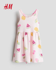 H&M LIGHT PINK FRUITS PRINTED COTTON DRESS