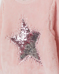 H&M LIGHT PINK STAR SEQUINED SWEATSHIRT