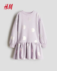 H&M LILAC POLKA DOT SWEATSHIRT DRESS