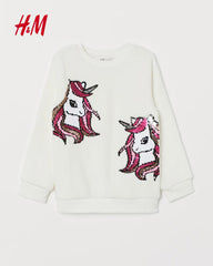 H&M NATURAL WHITE UNICORNS SWEATSHIRT