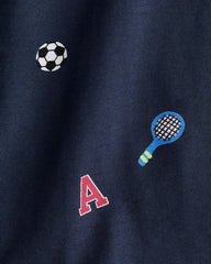 H&M NAVY BLUE SPORTS PRINTED T-SHIRT