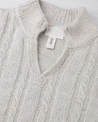 H&M OATMEAL BEIGE CABLE KNIT COLLARED SWEATER