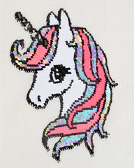 H&M OFF WHITE UNICORN DOUBLE SIDED SEQUIN SWEATSHIRT