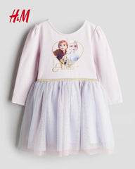 H&M PINK ELSA ANNA PRINTED TULLE SKIRT DRESS