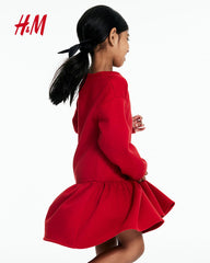 H&M RED BOW SWEATSHIRT DRESS