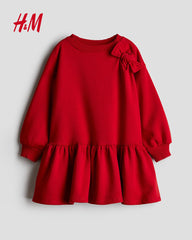 H&M RED BOW SWEATSHIRT DRESS