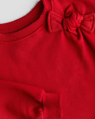 H&M RED BOW SWEATSHIRT DRESS