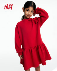 H&M RED BOW SWEATSHIRT DRESS