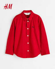 H&M RED EMBROIDERED COTTON SHIRT