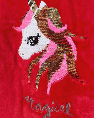 H&M RED FLEECE SEQUINED UNICORN SWEATSHIRT