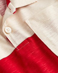 H&M RED STRIPED COTTON JERSEY POLO T-SHIRT