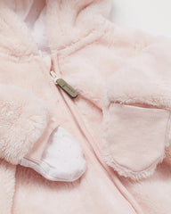 H&M SOFT PINK PILE ALL IN ONE SUIT WITH EARS 1037