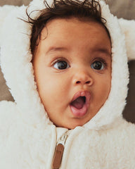 H&M WHITE DOT PILE PRAM SUIT WITH EARS 6001