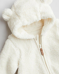 H&M WHITE DOT PILE PRAM SUIT WITH EARS 6001