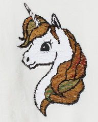 H&M WHITE UNICORN PLUSH SWEATSHIRT