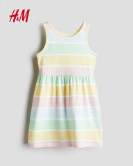 H&M YELLOW STRIPED PATTERNED JERSEY DRESS