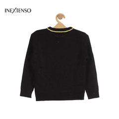 INEXTENSO BLACK CREW NECK PRINTED KNIT JUMPER