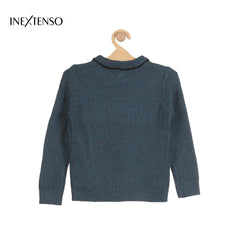 INEXTENSO BLUE CREW NECK PRINTED KNIT JUMPER