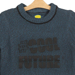 INEXTENSO BLUE CREW NECK PRINTED KNIT JUMPER